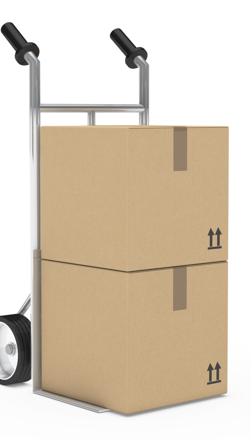hand truck with package on withe background
